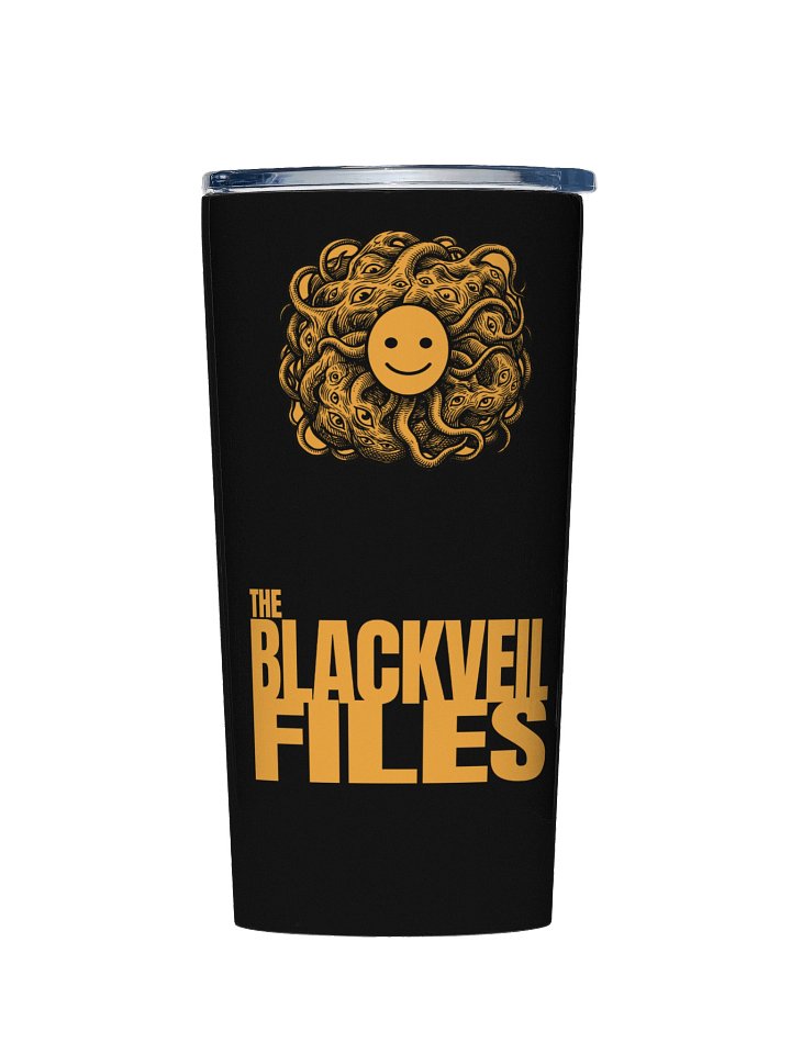 The BLACKVEIL Files Insulated Tumbler — black with the gold Shoggoth mark.